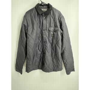 Quiksilver Coat Jacket Men large Grey Quilted Snap Front Corduroy Collared Lined